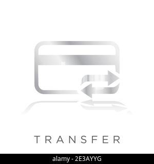 transfer reflected metal icon. credit card bronze gradient with exchange arrow vector illustration Stock Vector