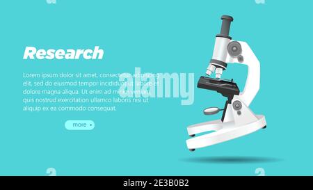 research concept floating microscope with shadow in blue backround vector illustration Stock Vector
