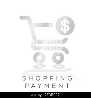 shopping payment metal gradient icon. Simple shopping cart with dollar currency inside vector illustration Stock Vector