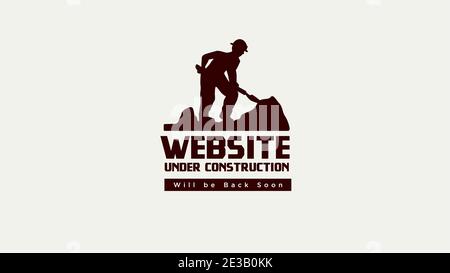 website under construction we will be back soon. engineering drawing paper background with construction sign vector illustration Stock Vector