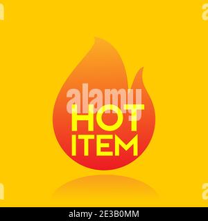 hot item icon. hot sale. hot product. simple flat style text inside flame fire vector illustration Stock Vector