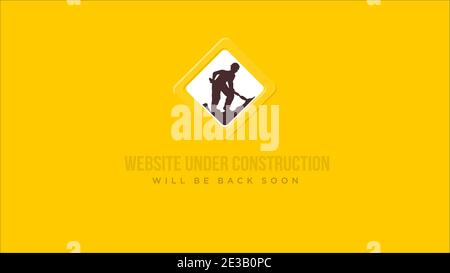 website under construction we will be back soon. engineering drawing paper background with construction sign vector illustration Stock Vector