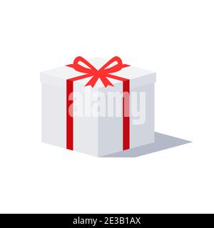 isolated closed gift box with bow ribbon isometric flat style vector illustration Stock Vector