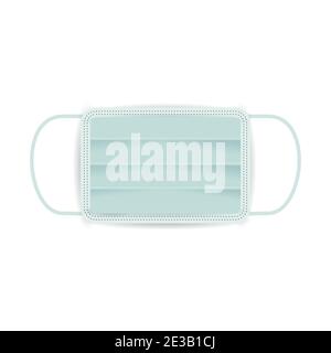 Medical blue face mask isolated light background. Surgical face mask coronavirus protection vector illustration Stock Vector