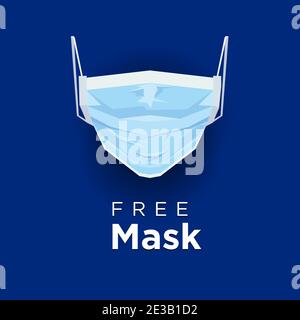 blue medical supply mask long shadow cartoon flat style minimalist vector style Stock Vector