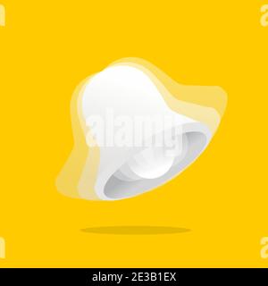 isolated ringing plain bell in yellow background Stock Vector