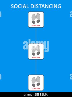 floor sticker sign with foot print for practicing social distancing ...