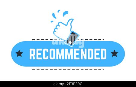 Recommended sign with thumb up, approval banner Stock Vector