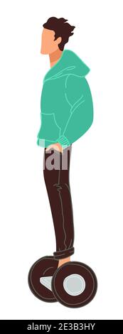 Man riding gyroscooter, modern eco transportation Stock Vector
