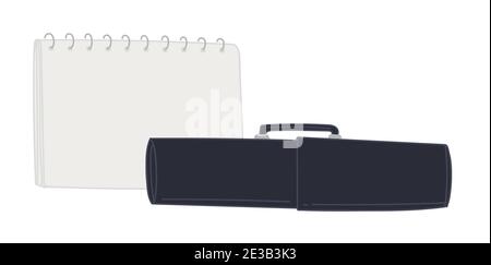School notebook binder with pencil case vector Stock Vector