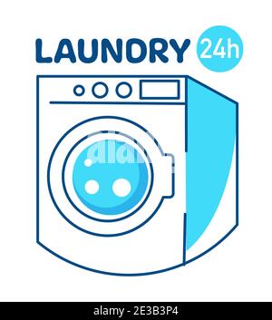 Laundry service 24h, washing and cleaning clothes Stock Vector