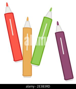 Colorful pencils or highlighters for drawing art Stock Vector