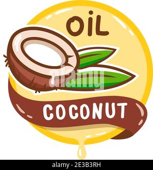 Coconut oil logo. Organic natural product vector emblem. Stock Vector