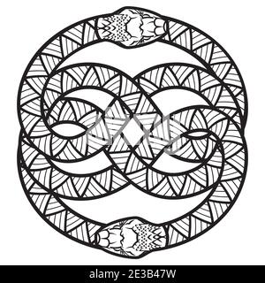 Design in the Gothic style. Two intertwined snakes Stock Vector