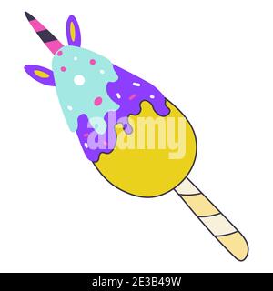 Colorful ice cream in form of unicorn, vector Stock Vector