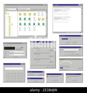 Windows on computer screen, info on monitor vector Stock Vector