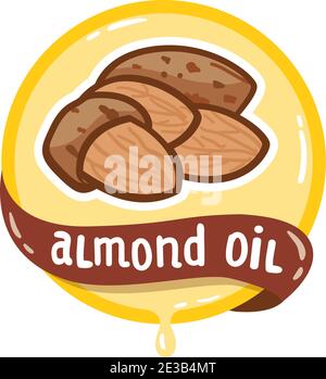 Almond oil logo. Organic natural product vector emblem. Stock Vector