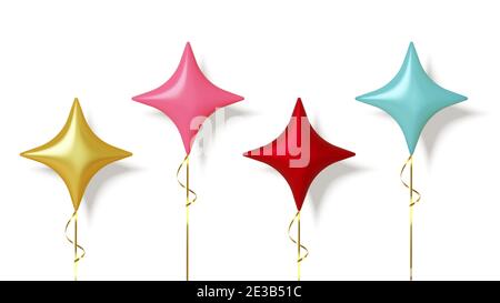 Set of colorful realistic balloon isolated on white background. Vector Stock Vector
