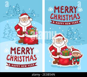 Vector Christmas Decoration Collection for Holiday Design. Merry Christmas and Happy New Year 2019. Vector illustration, funny card design. Stock Vector