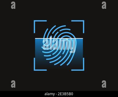 Biometric data, fingerprint, scan icon. Vector illustration, flat design. Stock Vector