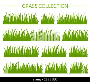 Simple flat green grass collection. Vector illustration Stock Vector