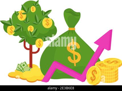 Investment, increased income and financial success. Businessman puts coins Stock Vector
