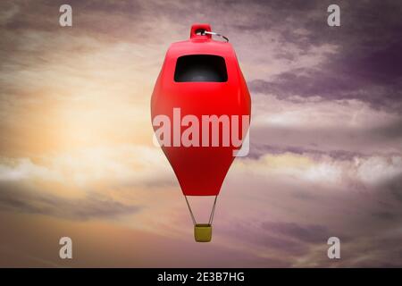 Balloon-shaped whistle at sunset day demonstrating Whistleblower employee or company exposing corruption concept. 3D illustration Stock Photo