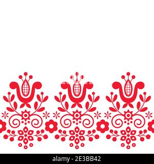 Polish floral folk art embroidery pattern - wzory lowickie, wycinanki ...