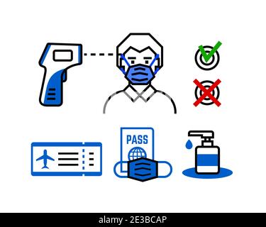 Safe travel line icon check up control Stock Vector
