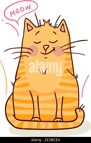 Cute red cat on white background vector illustration. Stock Vector