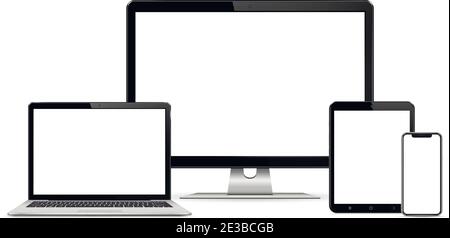 Computer screen, laptop, tablet, phone Stock Vector