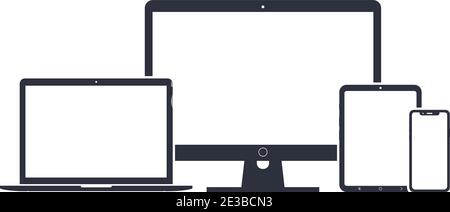 Set of digital devices icons vector illustration of responsive web design Stock Vector