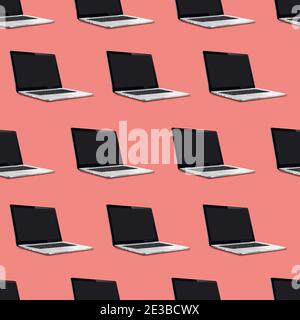 Many laptop computers seamless texture isometric pattern Stock Vector