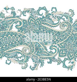 Paisley Damask ornament. Isolated Vector border Stock Vector