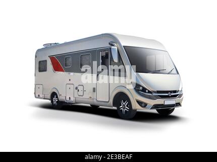 German motor home side view isolated on white background Stock Photo