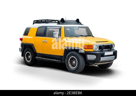 Yellow SUV car isolated on white background Stock Photo