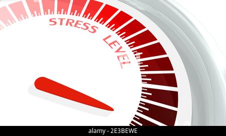 Scale with arrow. Stress level measuring device icon. Sign tachometer ...