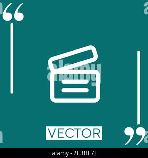 archive outlined box with text lines vector icon Linear icon. Editable stroke line Stock Vector