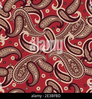 Floral seamless pattern with paisley ornament. Vector illustration Stock Vector