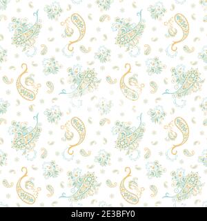 paisley floral vector illustration in damask style. seamless background Stock Vector