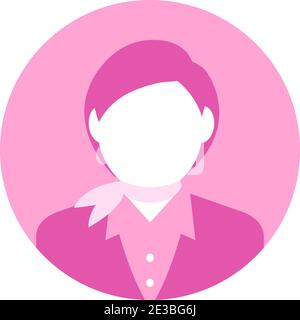 Circular worker avatar icon illustration (upper body) / stewardess, cabin attendant Stock Vector