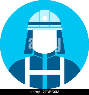 Circular worker avatar icon illustration (upper body) /  firefighter, fireman Stock Vector