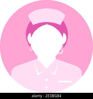 Circular worker avatar icon illustration (upper body) / nurse, Health care worker Stock Vector