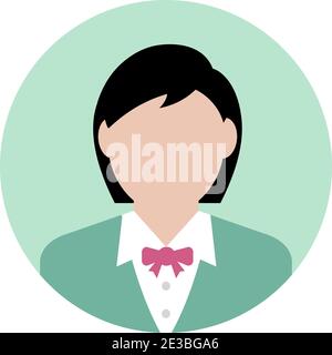 Circular worker avatar icon illustration (upper body) / Female worker , female business person Stock Vector