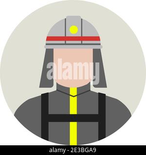 Circular worker avatar icon illustration (upper body) /  firefighter, fireman Stock Vector