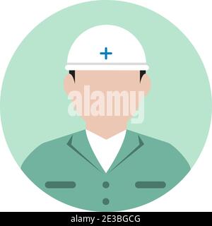 Circular worker avatar icon illustration (upper body) /  blue collar worker, rescue worker Stock Vector