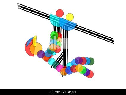 zip lining vector illustration on white background Stock Vector