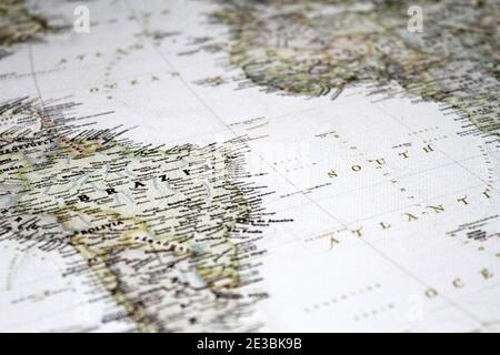 Close-up of a vintage map. Stock Photo