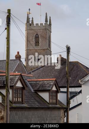 View of Northam village in North Devon, with church tower. Stock Photo