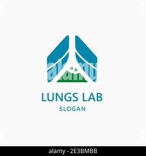 Modern Flat Lung Lab Clinic Logo Vector Template suitable for Lungs Care Community, Lungs Specialist, Clinic and other Healthy Unit Stock Vector